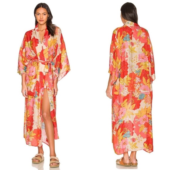 Nwt Spell & The Gypsy Tyler Maxi Robe Chili Red Size S/M - Picture 5 of 14